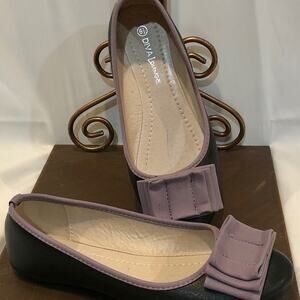 Diva lounge women’s black flats balletcore almond toe slip on shoes SZ 6.5